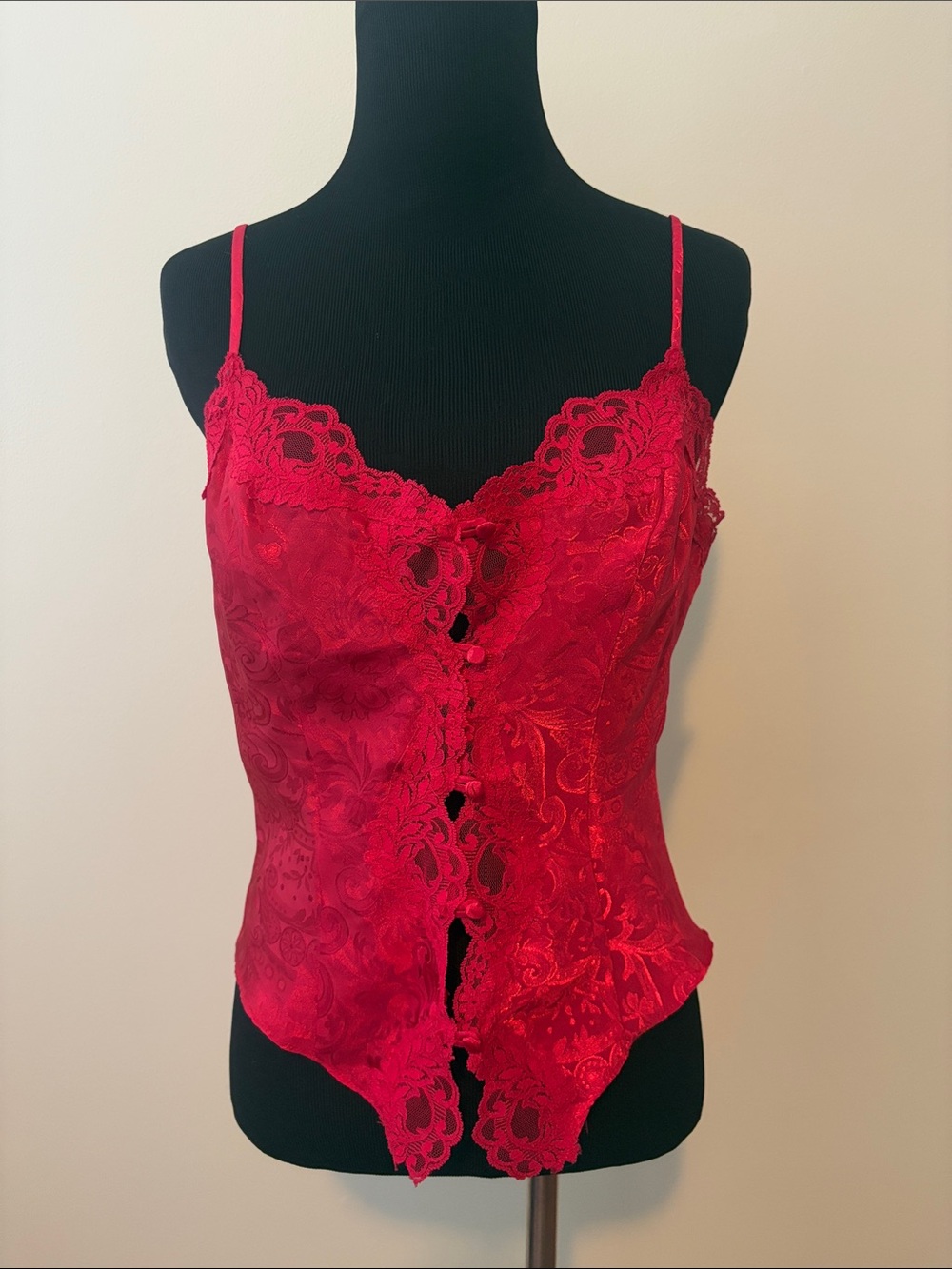 Vintage Victoria's Secret Red button up Chemise Top